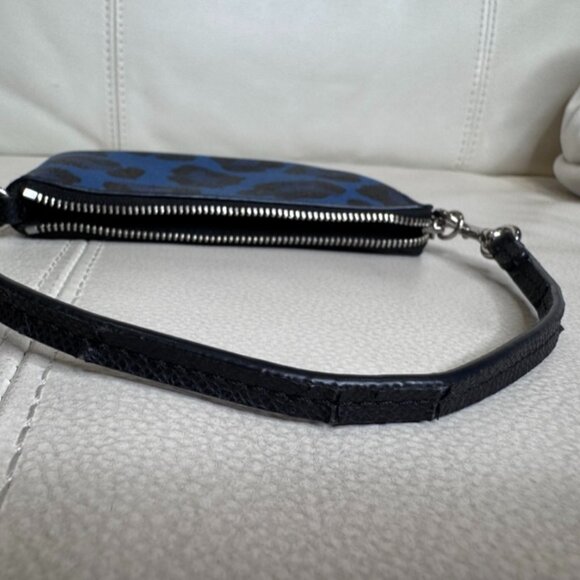 Coach Wristlet Wallet Bag | Ocelot Leopard Print | Blue & Black - Picture 8 of 11